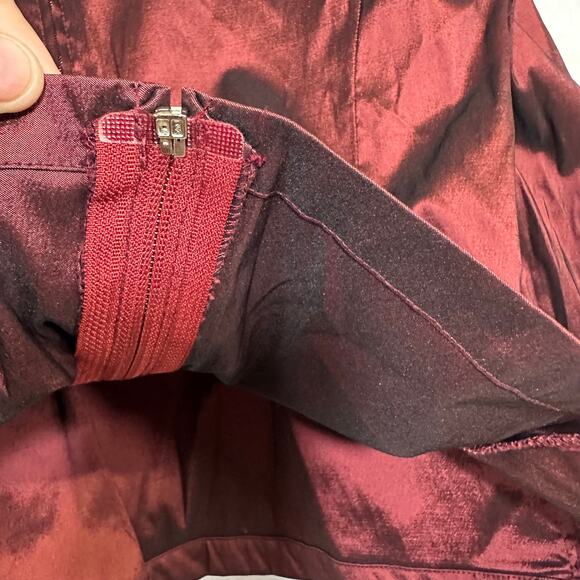 Vintage Tadashi Shoji 16 Red Taffeta 3/4 Sleeve Top Faux Wrap VNeck Elegant Sexy - Picture 5 of 11